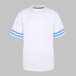 White Sky Blue Striped Front Football Jersey