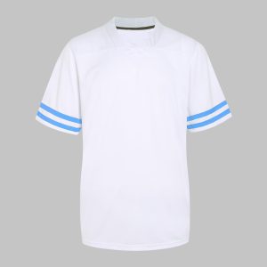 White Sky Blue Striped Front Football Jersey