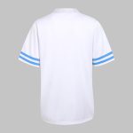 White Sky Blue Striped Back Football Jersey