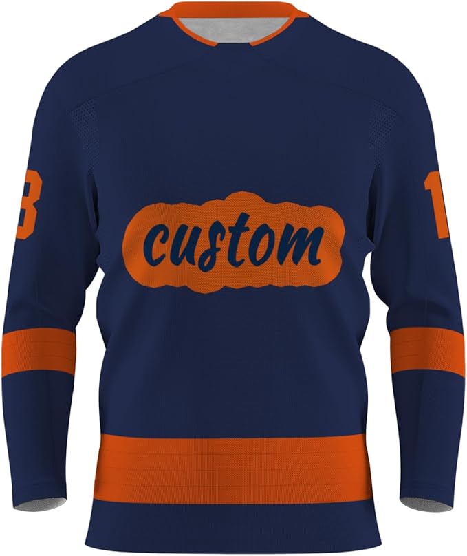 Custom Navy Blue Ice Hockey Jersey Custom Navy Blue FRONT Ice Hockey Jersey