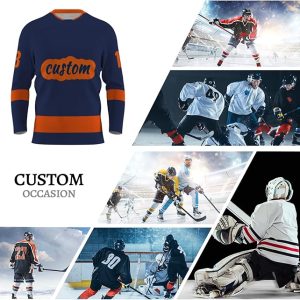 Custom Navy Blue Ice Hockey Jersey