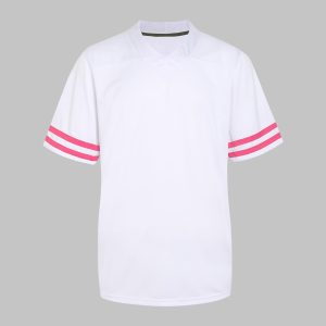 White Pink Striped FrontFootball Jersey