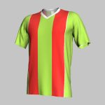 Men's Neon Lime and Crimson Red Striped Athletic Jersey