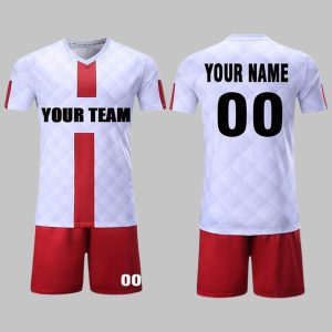 Custom White & Red Soccer Uniform Kit