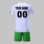 Custom White & Green Soccer Uniform Kit