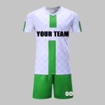 Custom White & Green Soccer Uniform Kit