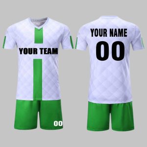 Custom White & Green Soccer Uniform Kit