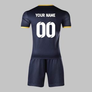 Custom Navy Blue and Yellow Halftone Soccer