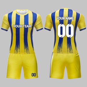 Custom Yellow and Royal Blue Soccer Uniform