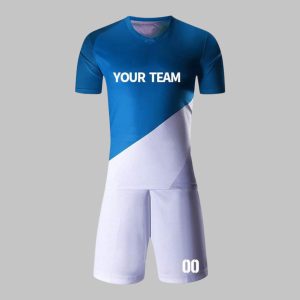Custom Royal Blue & White Soccer Uniform