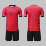 Custom Coral Red & Black Soccer Uniform