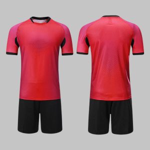 Custom Coral Red & Black Soccer Uniform