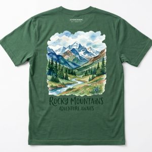 Watercolor Mountain Forest Green T-Shirt