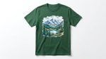 Watercolor Mountain Forest Green T-Shirt