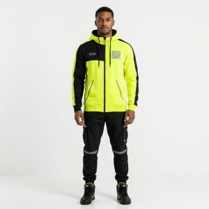 Men's Neon Lime Colorblock Full-Zip Hoodie