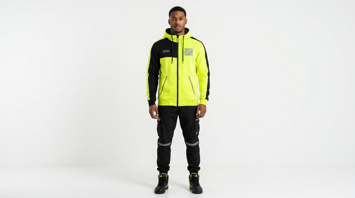 Men's Neon Lime Colorblock Full-Zip Hoodie Men's Neon Lime Colorblock Full-Zip Hoodie