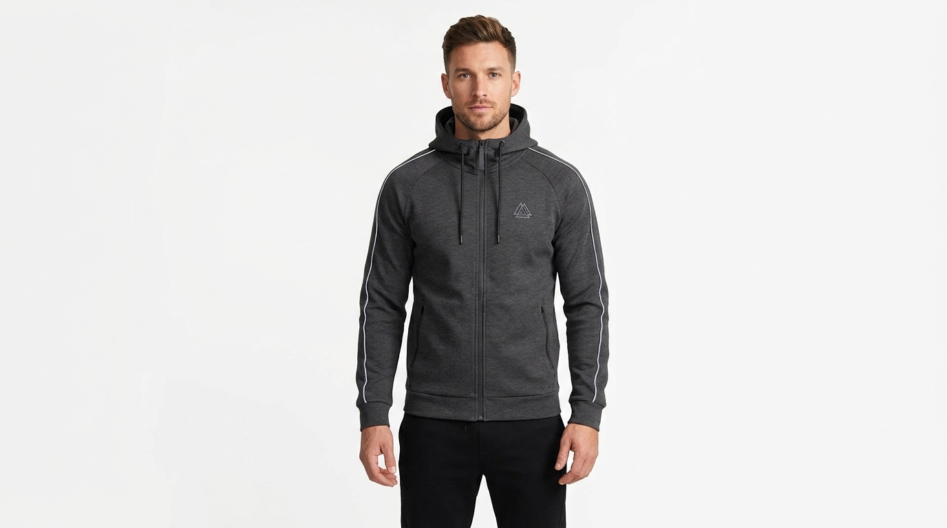 charcoal heather zip hoodie