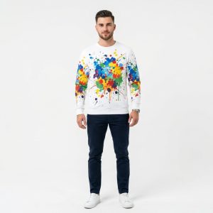 Paint Splatter White Sweatshirt