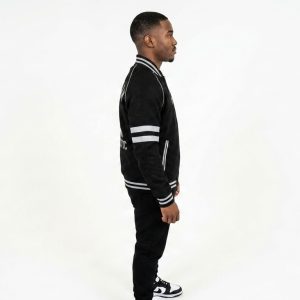 Black Urban Varsity Bomber Jacket