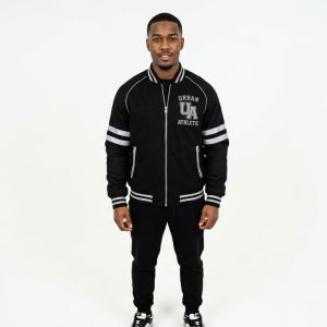 Black Urban Front Varsity Bomber Jacket