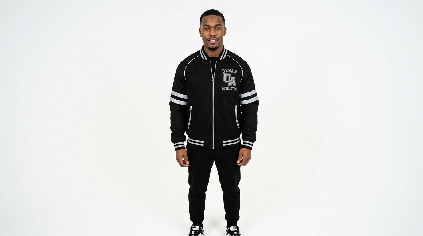 Black Urban Varsity Bomber Jacket Black Urban Front Varsity Bomber Jacket