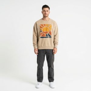 Retro Sunburst Beige Sweatshirt