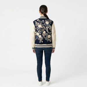 Floral Embroidered Varsity Jacket