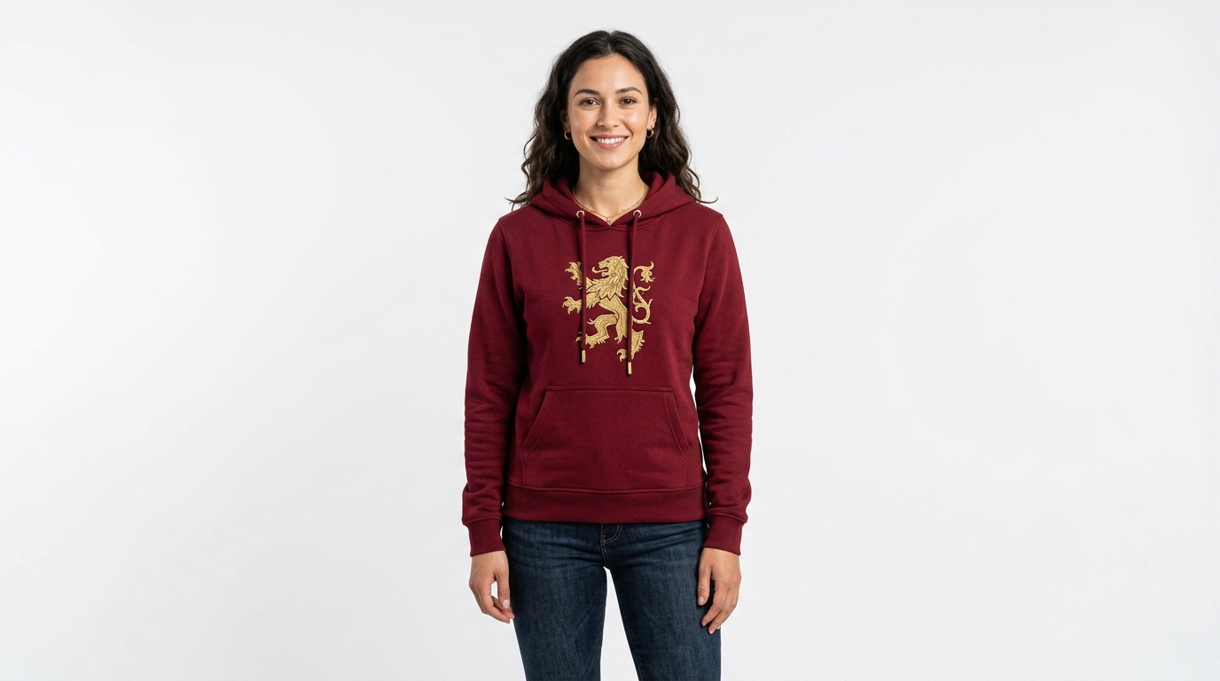 Women's Burgundy Gold Lion Hoodie Women's Burgundy Gold Lion Hoodie