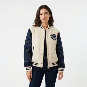 Floral Embroidered Varsity Jacket