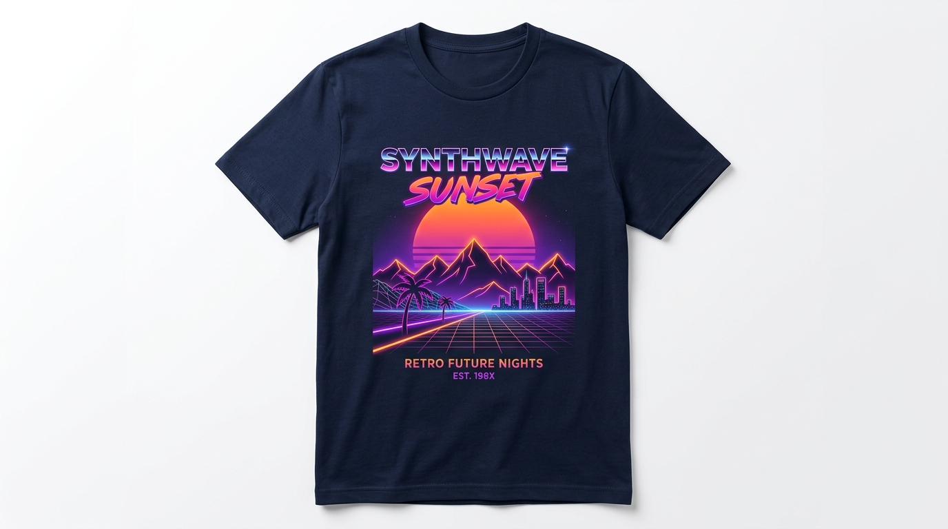 Synthwave Sunset Navy T-Shirt Synthwave Sunset Navy T-Shirt