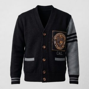Varsity Cardigan – Black & Grey Letterman Knit